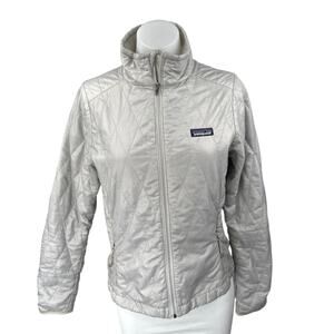 Patagonia Nano Puff Silver Gray Zip Up Quilted High Neck Puffer Coat Jacket XS